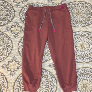 FIGS Zamora Jogger Scrub Pants Womens Size S Pink Nurse Slim Fit Pockets Cargo